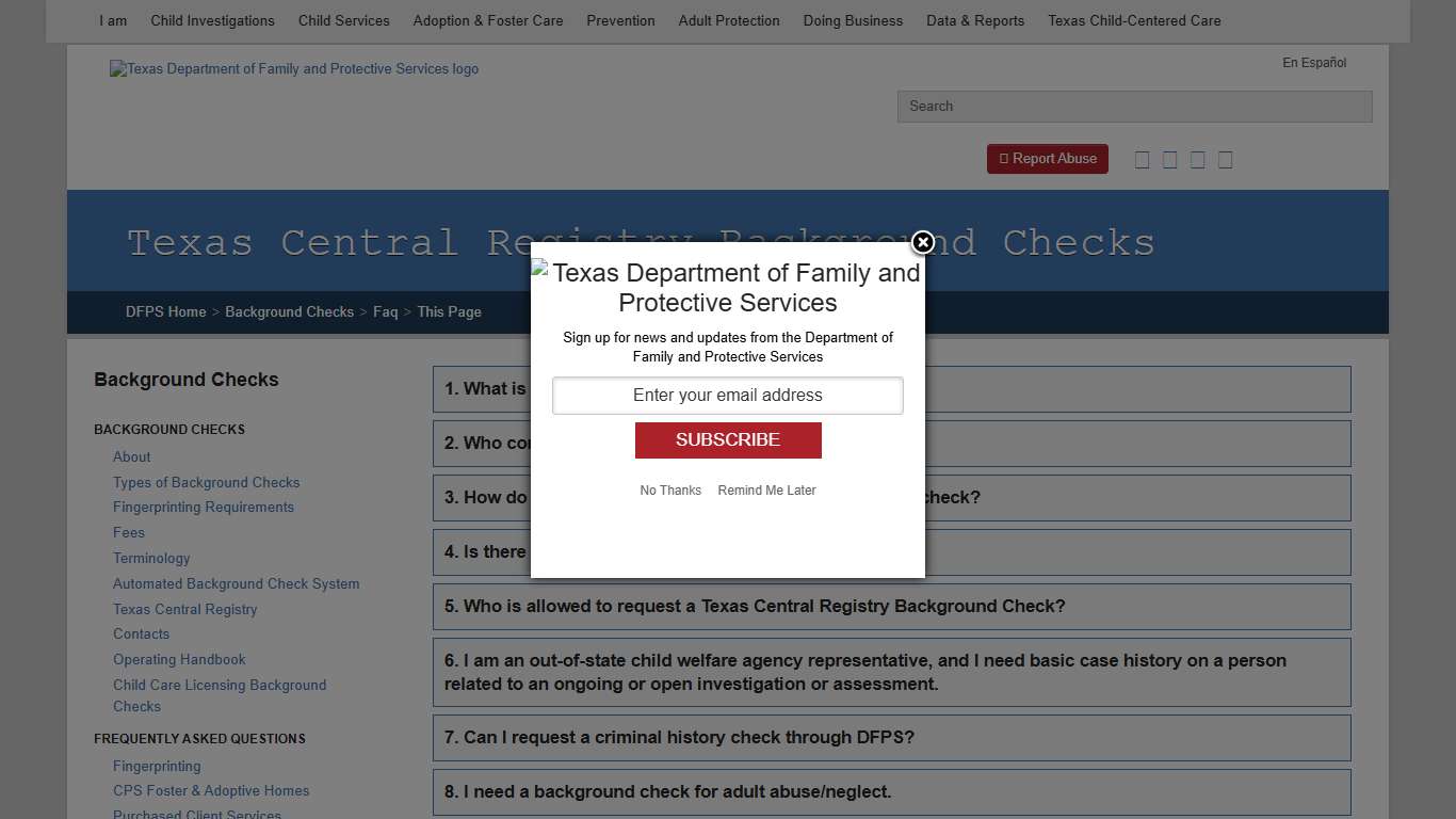 Background Checks - Texas Central Registry Background Checks