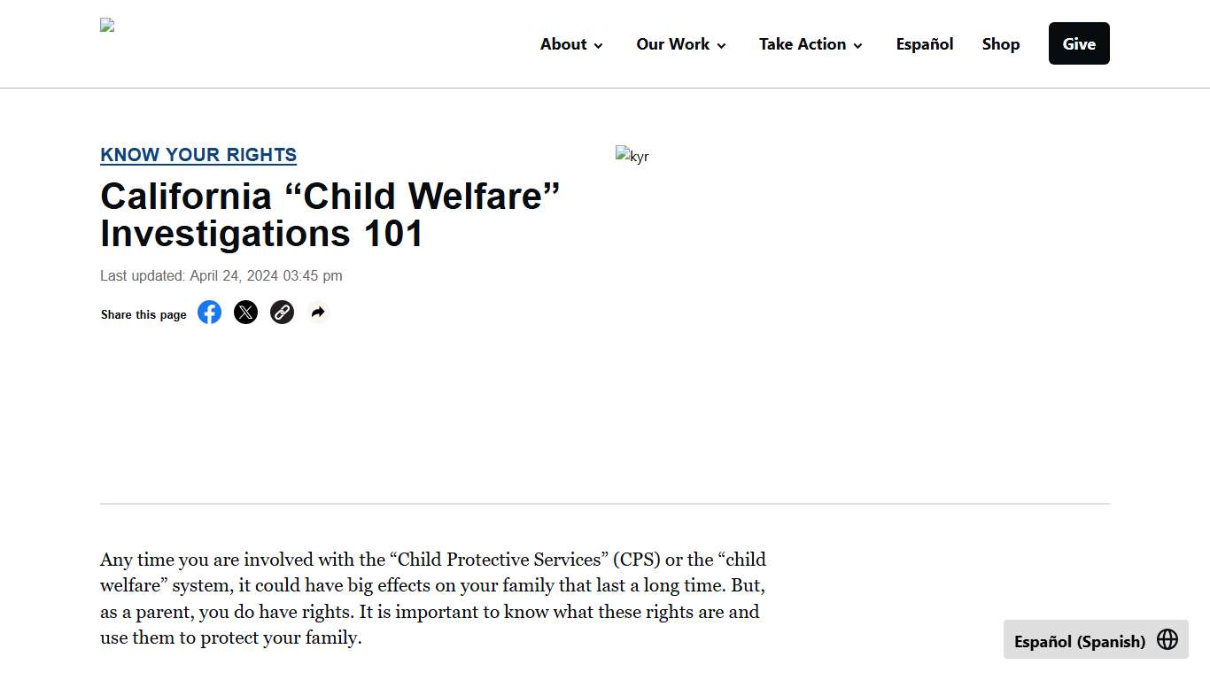 California “Child Welfare” Investigations 101 - ACLU of Socal